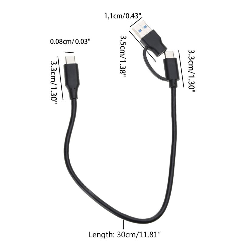 Multifunction 2 In 1 Charging Cable USB3.0 USB A/C To C Charger Data Sync Cable for Cellphone Laptop Tablet