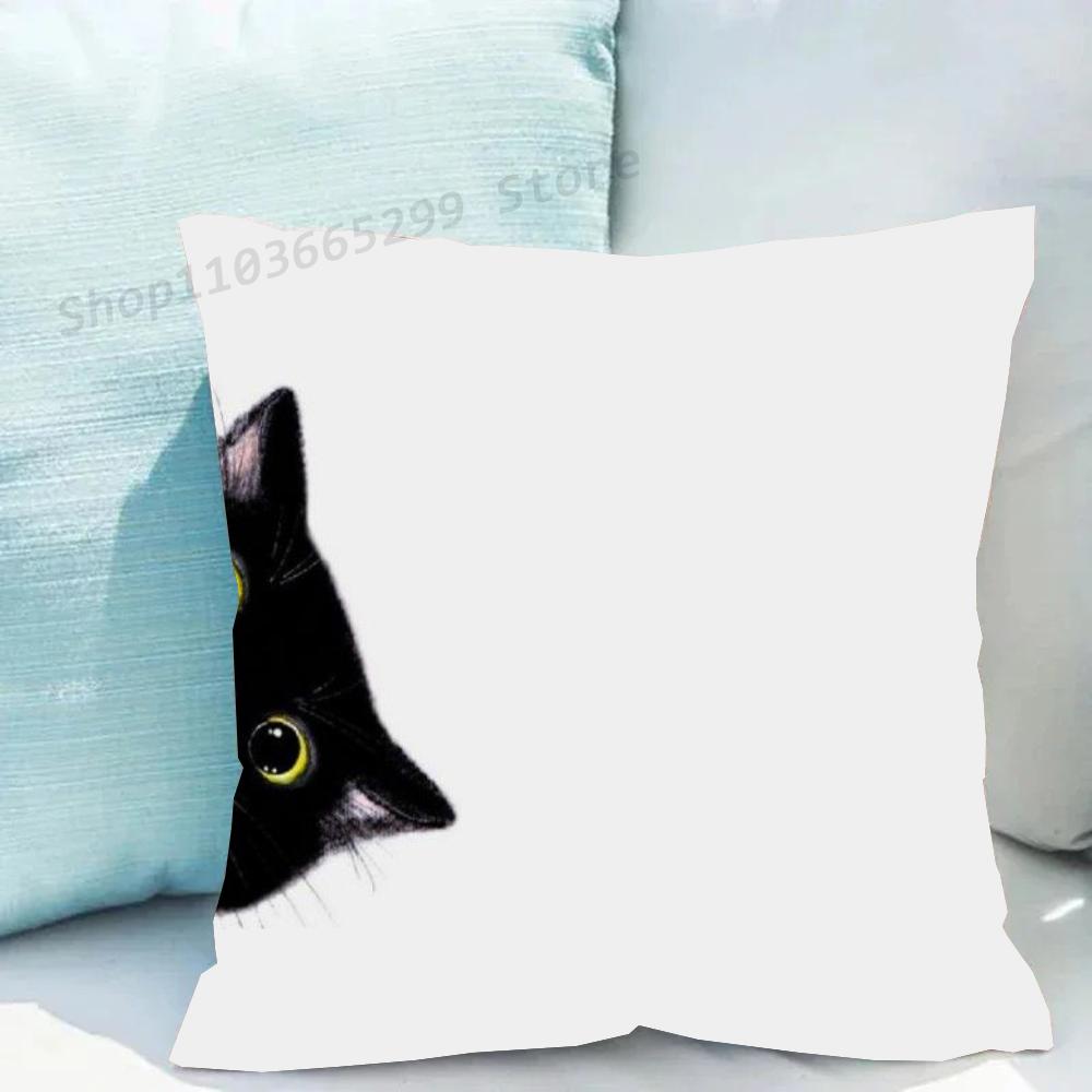 1 Stück Schwarze Katze Kissenbezug Quadratisch Schlafzimmer Sofa Freizeit Komfort Kissen Auto Wohnzimmer Heimdekoration