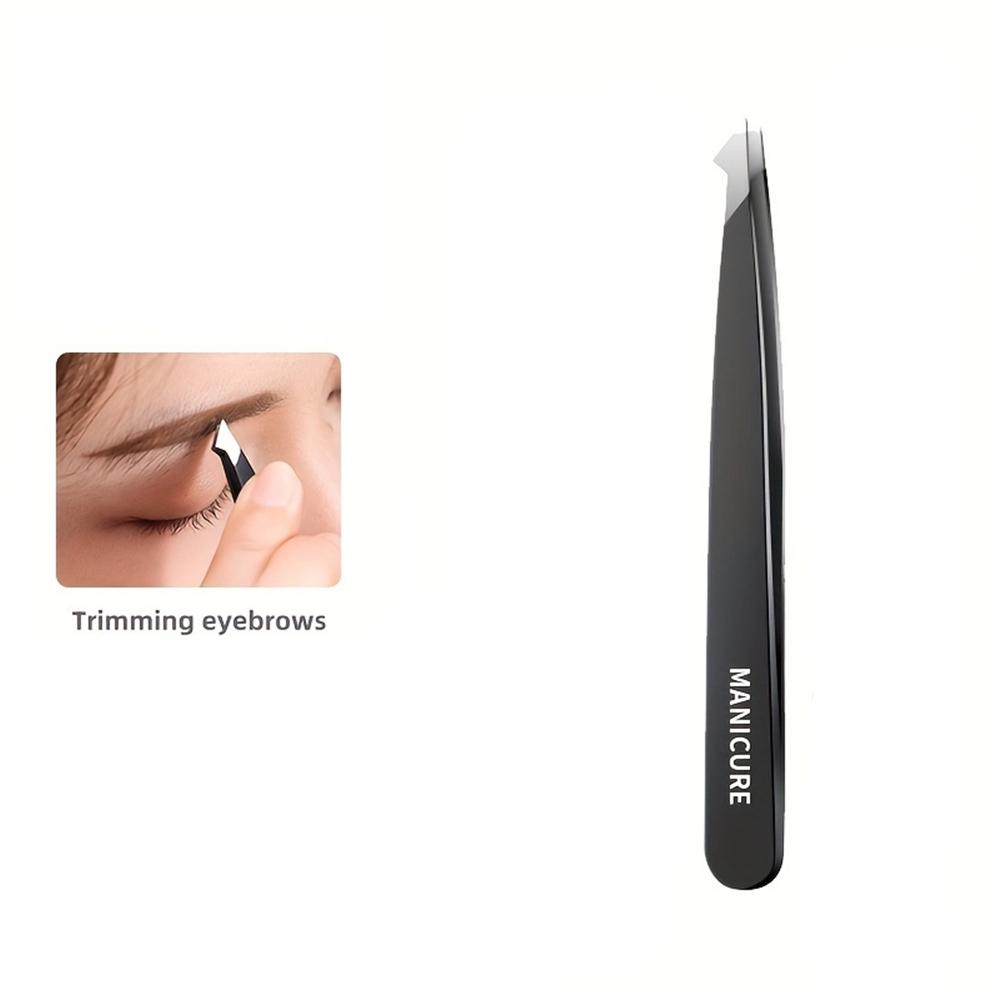 Eyebrow ClipStainless Steel Tweezer Set Ultra-Precise Slant Pointed Flat & Angled Tips for Effortless Eyebrow Shaping Splinter
