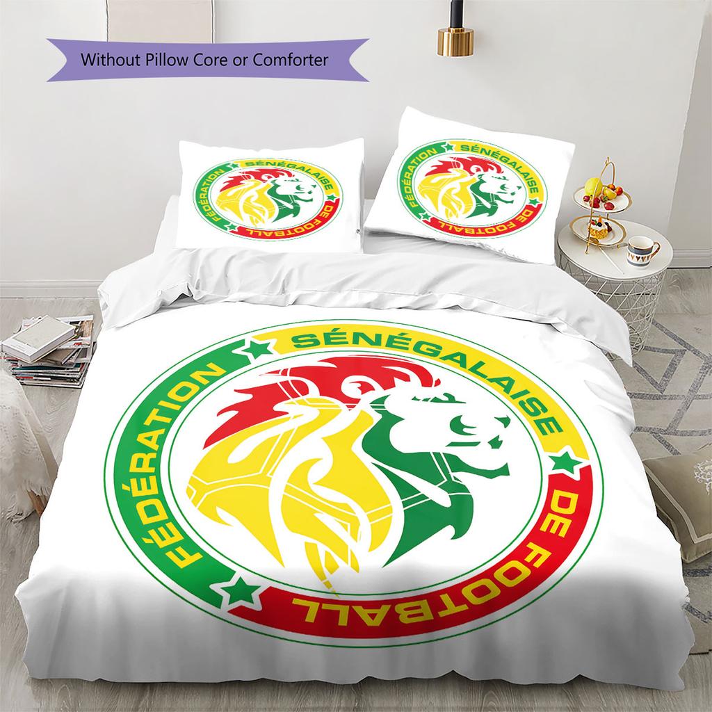 Senegal football Pattern Bedding Home Decoration Birthday Gift (1 * duvet cover + 2 * pillowcase, without core),fan merchandise.