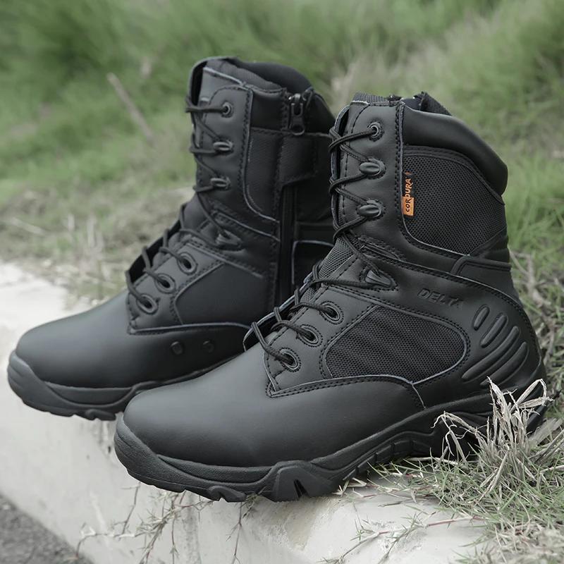 Plus Size Eu 37-47 Male Boots Outdoors Climbing Special Force Leather Waterproof Desert  Boots