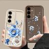 Soft Silicone Phone Case For Samsung Galaxy S26 S25 S24 S23 Ultra S25 S24 FE A57 A56 A37 A17 A55 A27 A36 A35 Blue Flowers Cover