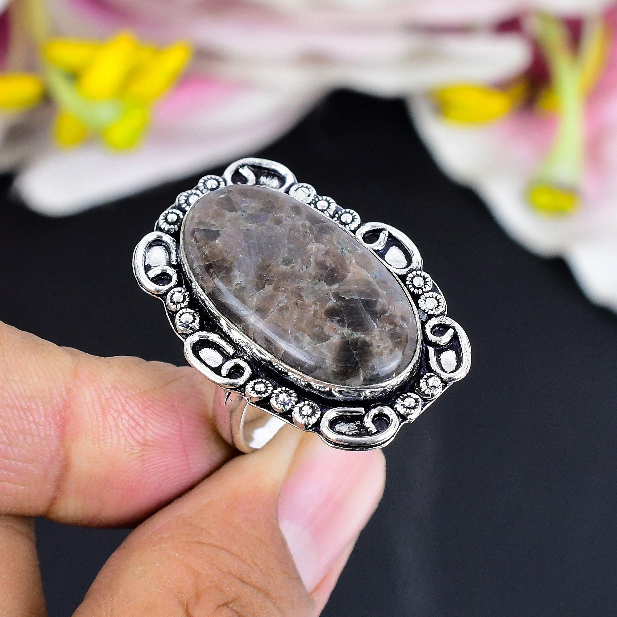 

Sunstone In Lolite Gemstone 925 Sterling Silver Jewelry Ring Size 9 KG-1716