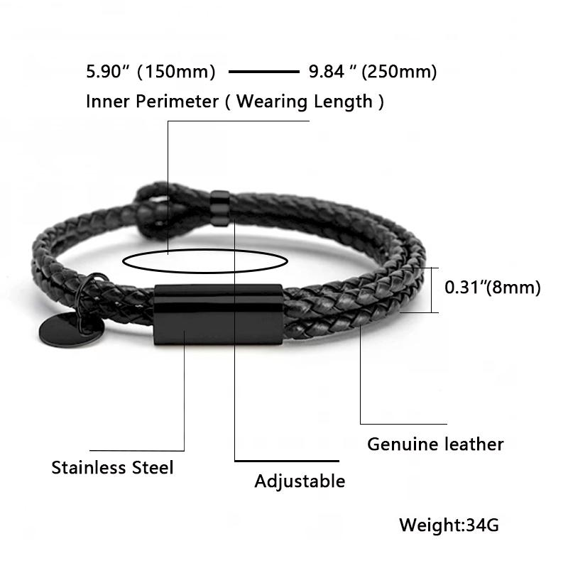 Bracelets en Cuir Véritable à Longueur Ajustable pour Hommes et Femmes, Multicouche, Corde Tressée, Manchette, Bijoux de Mode pour Couple, Cadeaux