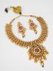 Gold-Plated White Stone-Studded & Beaded Temple Jewellery Set