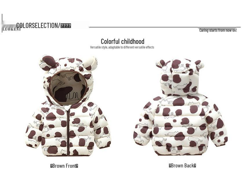 Kinder Kapuzenjacke mit Baumwollfutter - Warmer Cartoon-Print für Jungen & Mädchen im Herbst/Winter