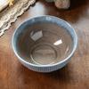 Retro Vertical Pattern Ceramic Bowl Household Dish Bowl Restaurant Noodle Bowl Salad Bowl Characteristic Ice Crack Glaze Tableware Round Bowl