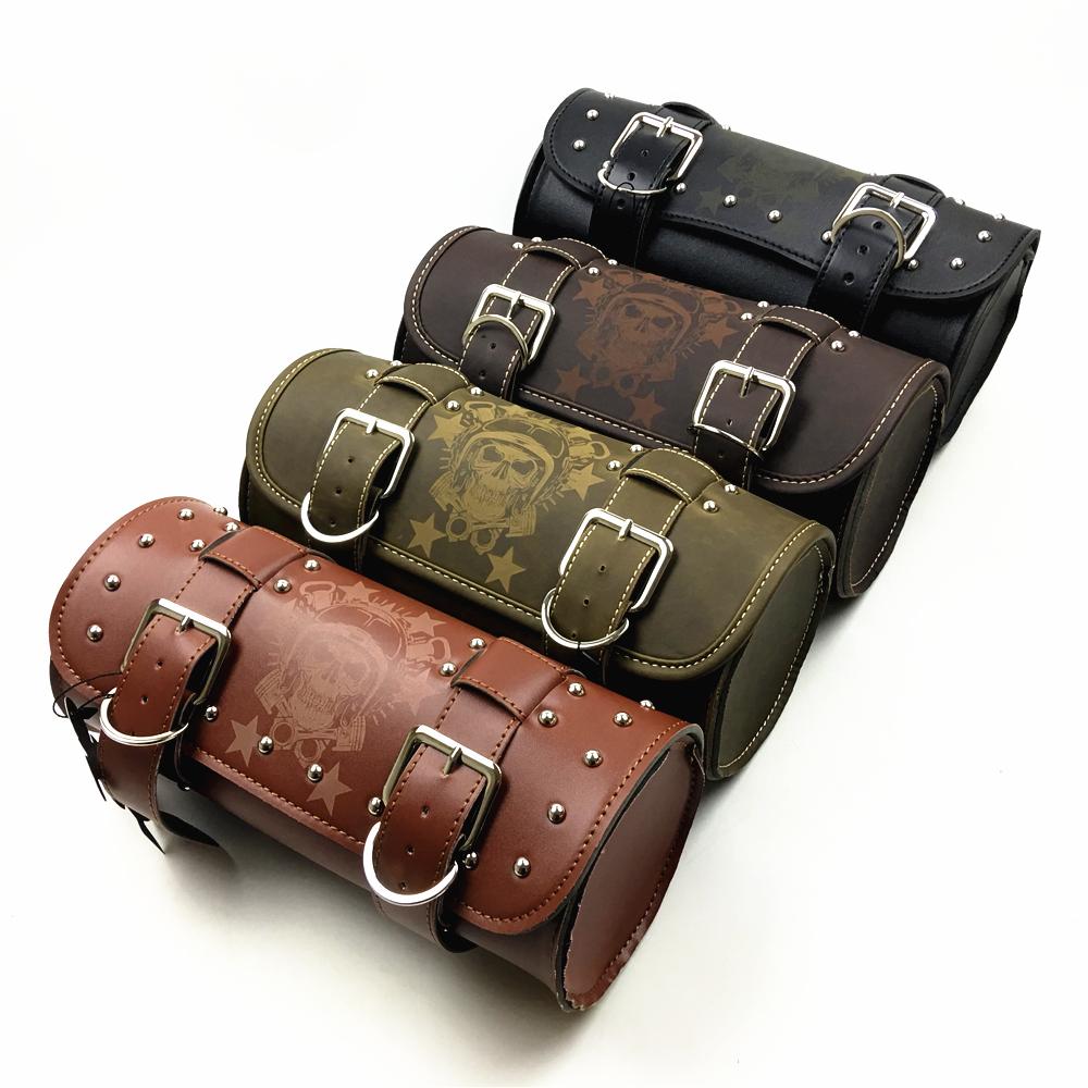 Universal Black Motorcycle Tool Bag Front Fork Handlebar Saddlebag Roll Barrel Racing Tail Barrel