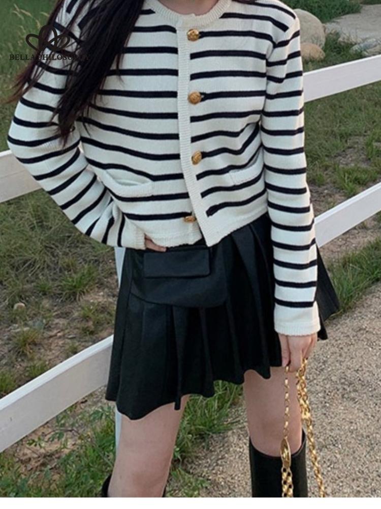 Women Fashion Striped Cardigan Casual Long Knitted Cardigan Women Sweater Coat New Cardigans Woman Clothes