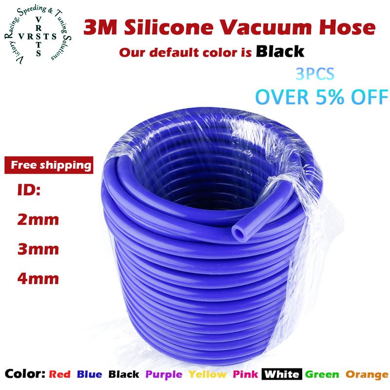 10 Feet 3m Length Silicone Vacuum Coupler Hose Flexible Turbo Coolant Pipe 3 Meter ID 2mm 3mm 4mm 1PC Black Blue Red Purple
