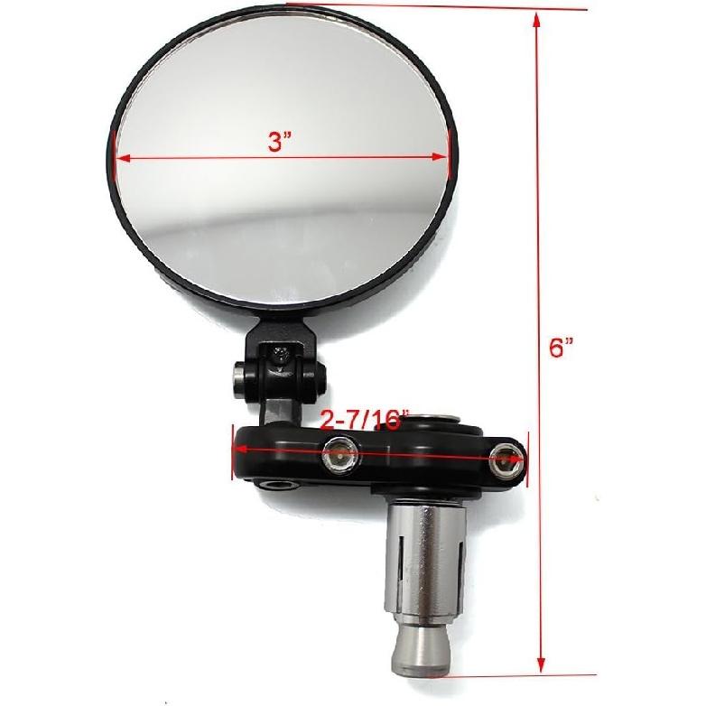Black Foldable 3" Round 7/8" Handle Bar End Side Mirrors for Harley Davidson Kawasaki Suzuki Yamaha Cruiser Dirt Bike Scooter ATV
