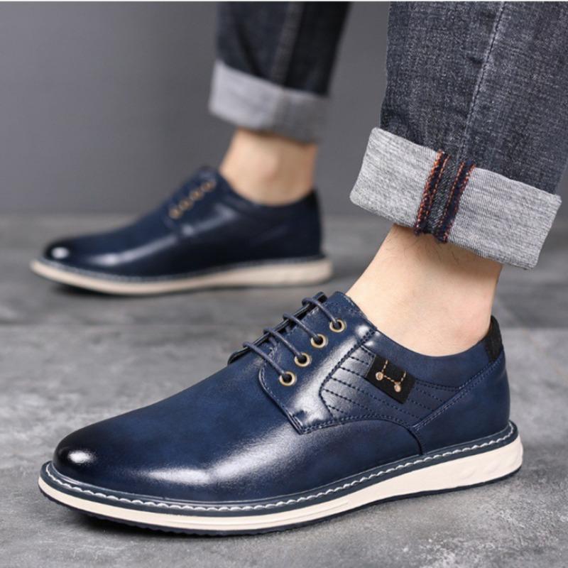 Fashion Men's Business Leather Shoes Brand Casual Dress Shoes Fashion Office Shoe Lace Up Oxford Flats New Sneakers Casual Leather Shoes