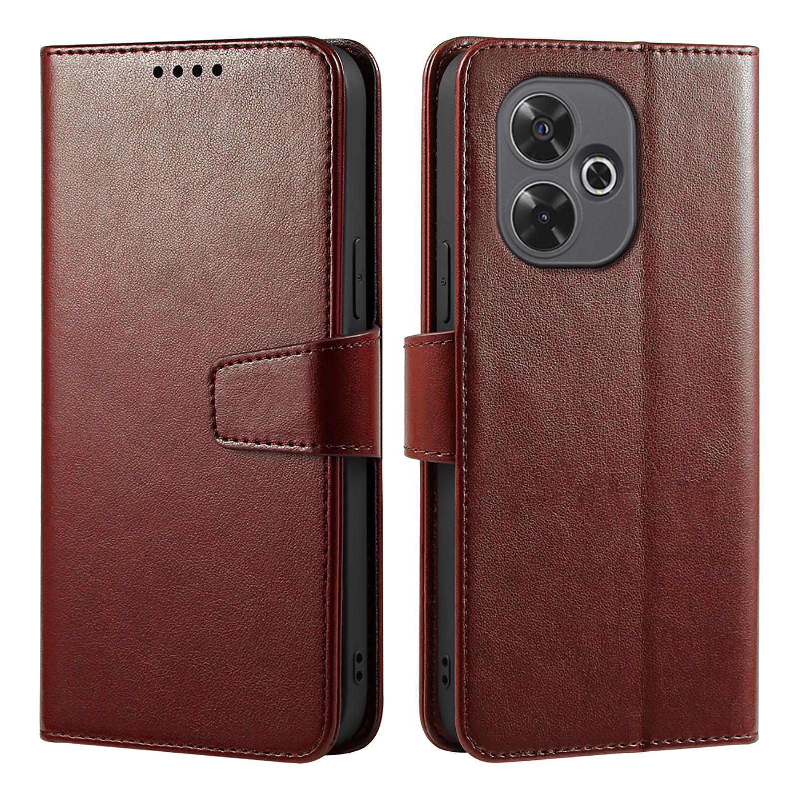 

For Xiaomi Redmi 13 5G Case Stand Card Holder Wallet Leather Phone Cover Brown