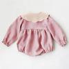Spring Cotton Linen Infant Girl Romper Long Sleeve Embroidered Baby Bodysuit Newborn Photography Clothing