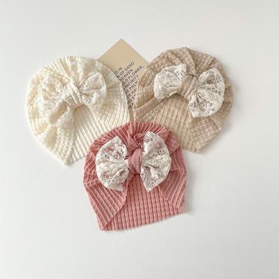 Berretto Beanie da Bambina con Fiocco di Pizzo Dolce, Morbido Cotone, Cappello Turbante Carino per Neonata, Bambina, Estate Traspirante, Cappellini Indiani
