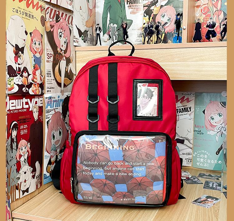

2025 Japanese pain bag girl transparent backpack primary school junior high school student schoolbag high value travel double красный