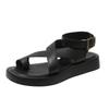 New Summer Women's Plus Size Toe Loop Thick Soled Casual Outdoor Buckle Strap Sandals