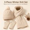3Pcs/Set Warm Winter Hat Scarf Gloves Set Knitted Scarf Neck Warmer Suit Touchscreen Gloves  Unisex
