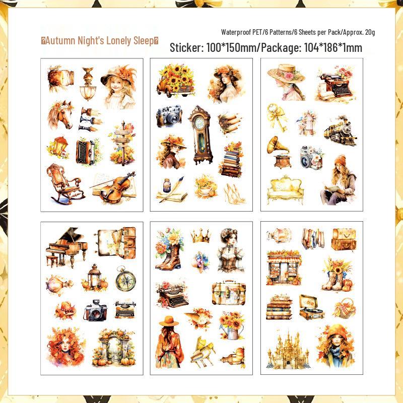 Yuezhen Retro Shadow Rose Die-cut PET Journal Stickers