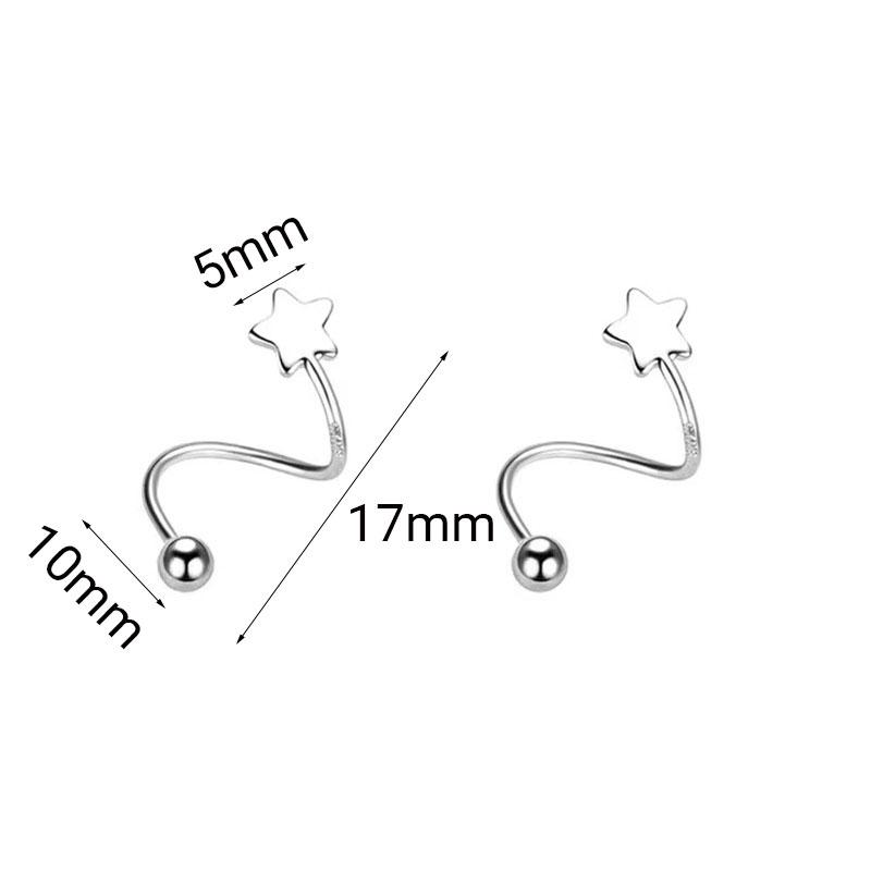 1Pc Screw Ball Star Heart Ear Bone Ear Buckle Rotating Wave Stud Earrings for Women Party Punk Jewelrry