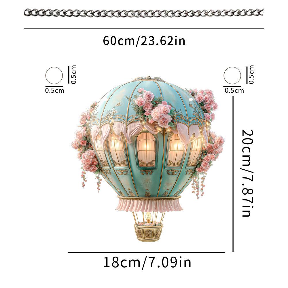 1pc Hot air balloon 2D acrylic pendant car wedding season flowers wall decoration creative romantic pendant home decor