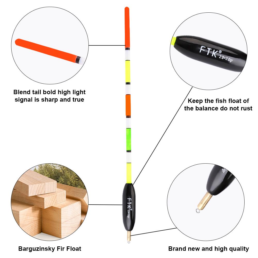 FTK 5pcs of Outdoor Fishing Gear Accessories for Fishing Float with Lead Shirt Wood, Large Buoyancy, and Thickened Tail