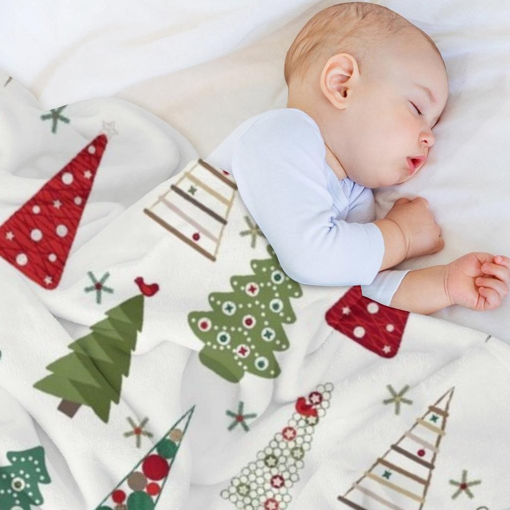 Swedish Minimalist Christmas Trees Pattern - Classic Red and Green Throw Blanket decorative Bed covers Blankets