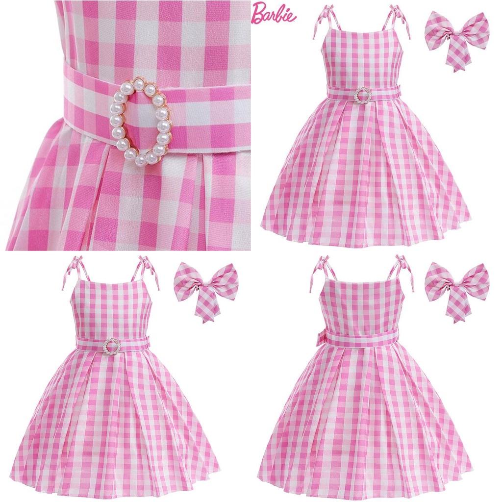 Przepiękna Sukienka Księżniczki Barbie Dla Dzieci Kostium Cosplay Poliester Różowy Rozmiary 100cm-150cm