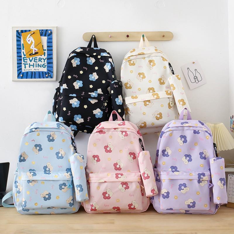 Flower Oxford Printing Backpack With Breathable Design For Students Travel Bag