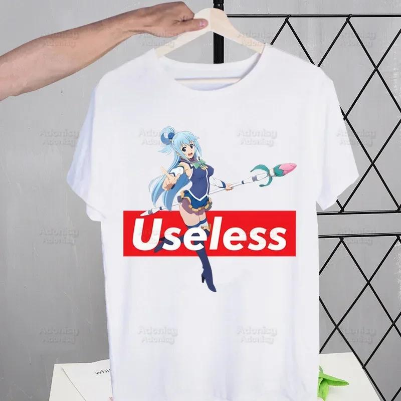 KonoSuba Megumin Kono Subarashii Kazuma Tshirts Men Shirt Harajaku Mens Clothing Summer Streetwear Casual Tee Short Sleeve Tops