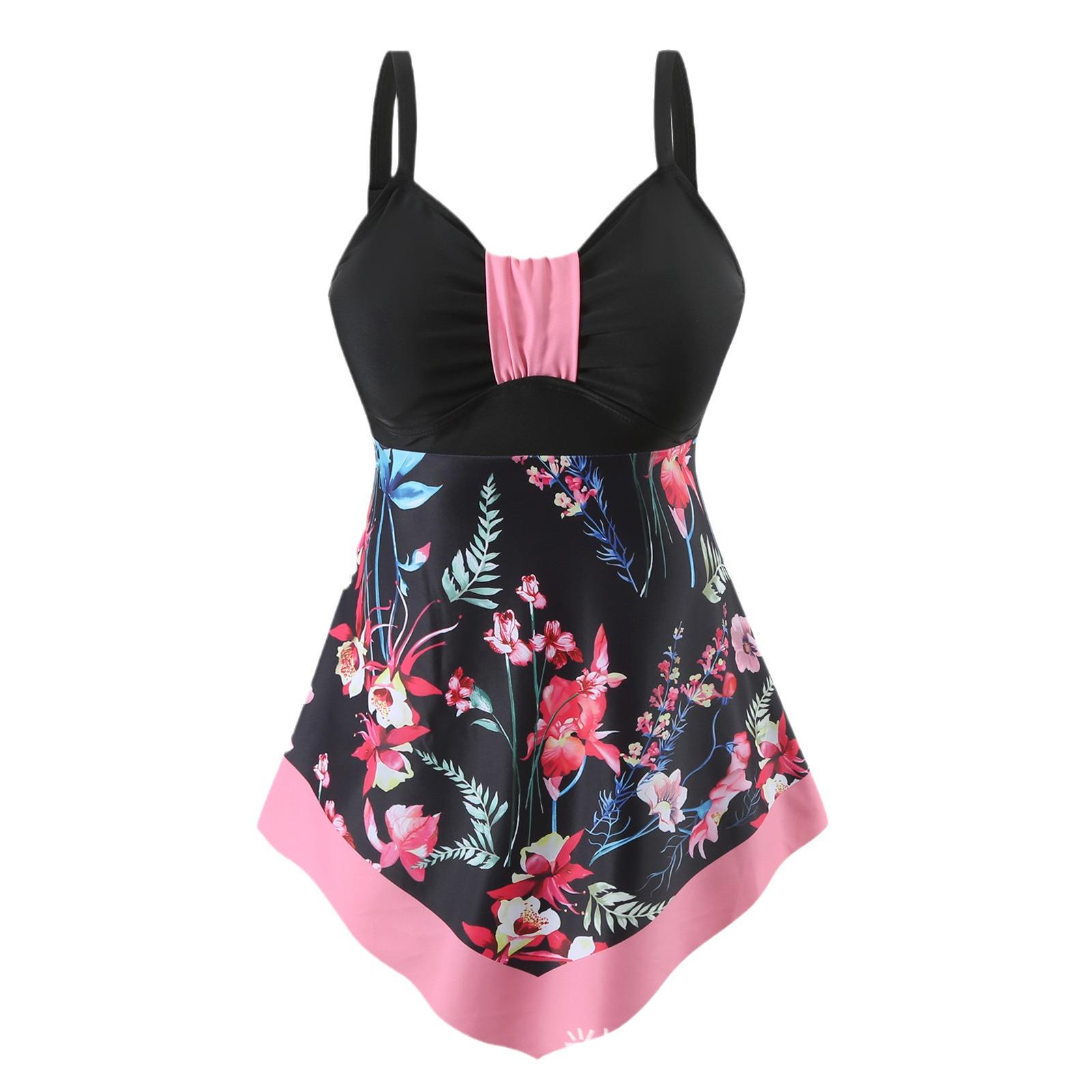 

2025 Европейский и Американский Большой Размер Бойшорт Быстросохнущий Купальник Танкини XL розовый