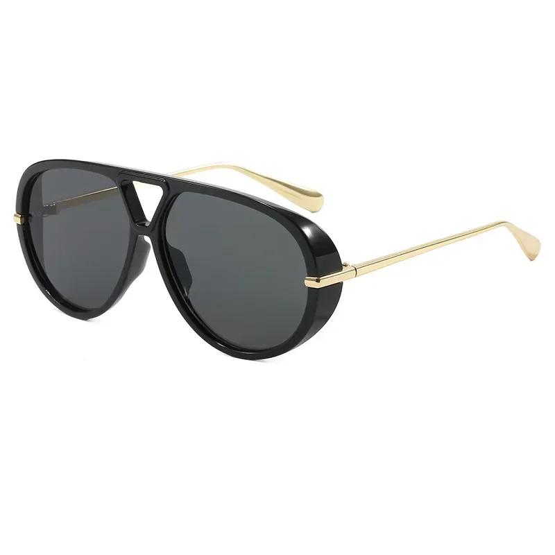 Fashionable Double Beam Pilot Sunglasses Large Frame High-end Toad Style Internet Celebrity Blogger Identical