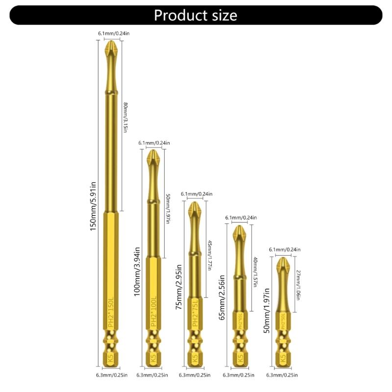 10Piece High Torque Impact Driver Bit Set, Magnetic Antislip Screw Removal Home Repair Tool Suitable for Electric Drills
