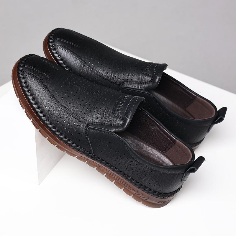 Leather men's soft sole non-slip business casual foot cover hole shoes leather shoes men's breathable and comfortable