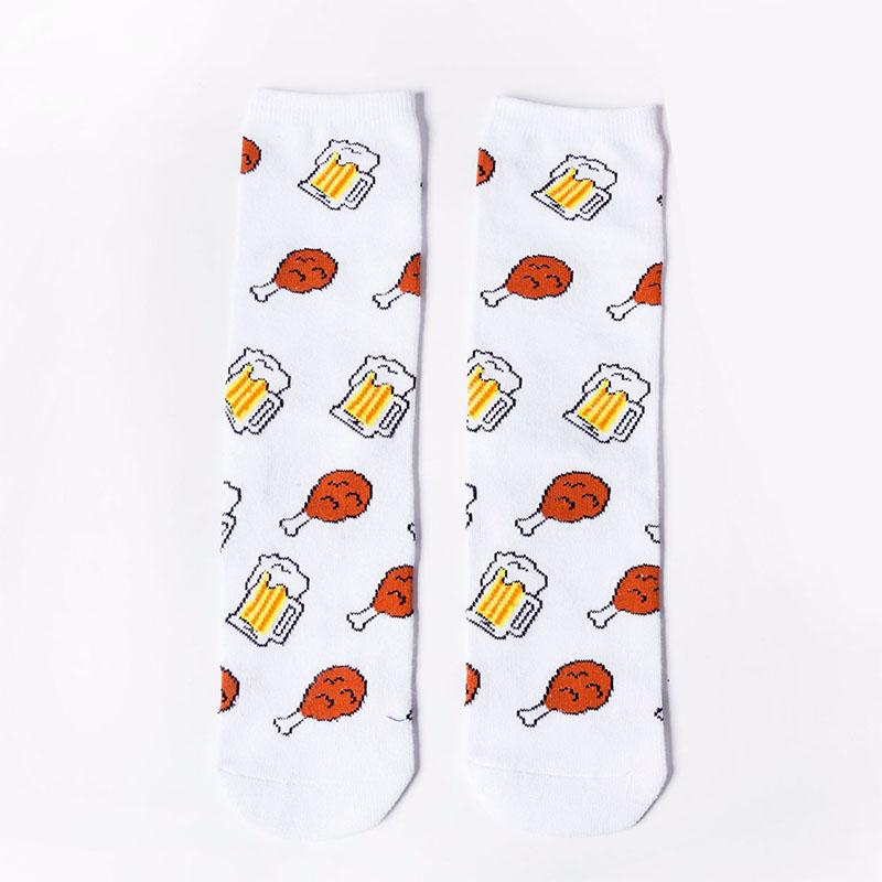 Harajuku χαρούμενες κάλτσες ανδρικές αστείες Κινούμενα σχέδια φρούτα αβοκάντο μπανάνα μπέργκερ πατάτες μπύρα μπισκότο τηγανητό κοτόπουλο φαγητό κάλτσες κάλτσες για σκέιτμπορντ