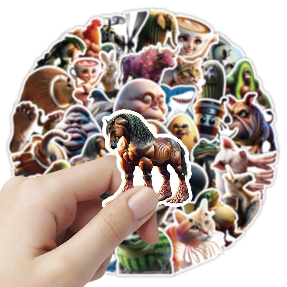 100/50PCS AI Abstract Brainrot Abstract Stickers Fun Tung Tung Sahur Italian Brainrot Graffiti Decals DIY Scrapbook Laptop Bike