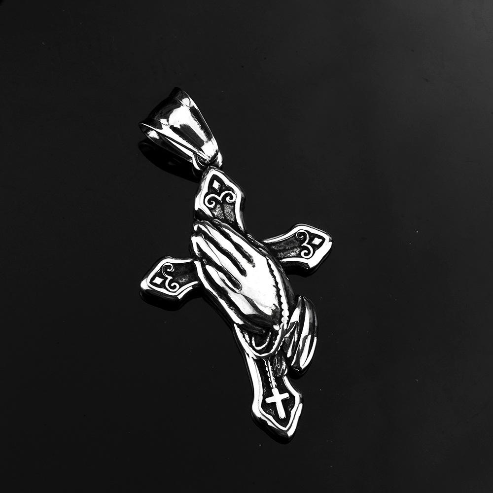 Vintage Stainless Steel Pendant Ancient Greek Praying Hands Necklace For Men