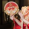 32CM Vintage Chinese Wedding Decorative Fans Wedding Bride Round Fans Photography Ornaments Home Decor  Art Craft Fans