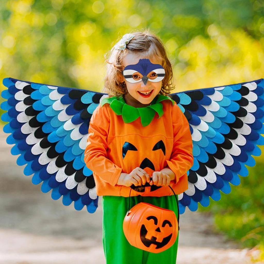 Bird Wings for Kids Gradient Color Costume Wings for Children Skin-Friendly Peafowl Costumes Colorful Wing for Halloween