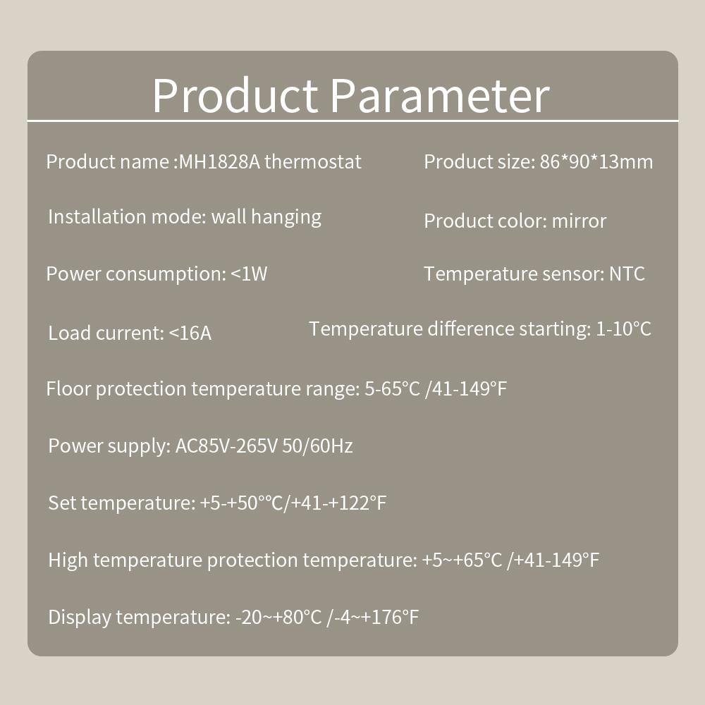 MH1828A Smart Thermostat LED Touch Screen Floor Heating Temperature Controller 85-265V Electric Heating Temp Regulator 16A