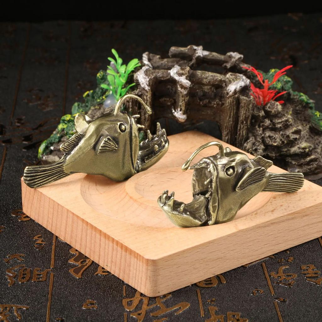 Ocean Fish Catfish Lantern Fish Brass Ornaments Metal Figurines Desk Decoration Copper Crafts Collection Festival Gift