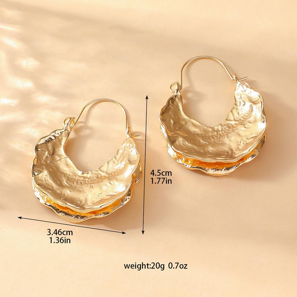 Accessories Circle Hollow Fan Circle Metal Earrings Women'S French Retro Elegant Niche Premium