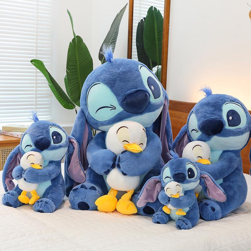 Stitch Holding Little Duck Plush Toy - Cute Children's Doll Pillow