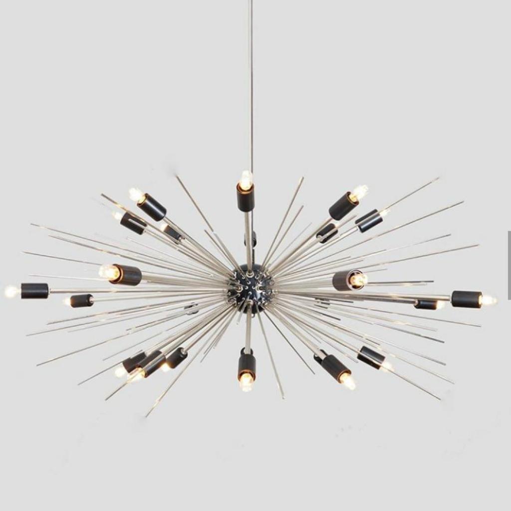 24 Light Chrome Sea Urchin Chandelier Multiple Metals Spikes Black Cone Elegance Iconic Chandelier Lamp For Home Interior