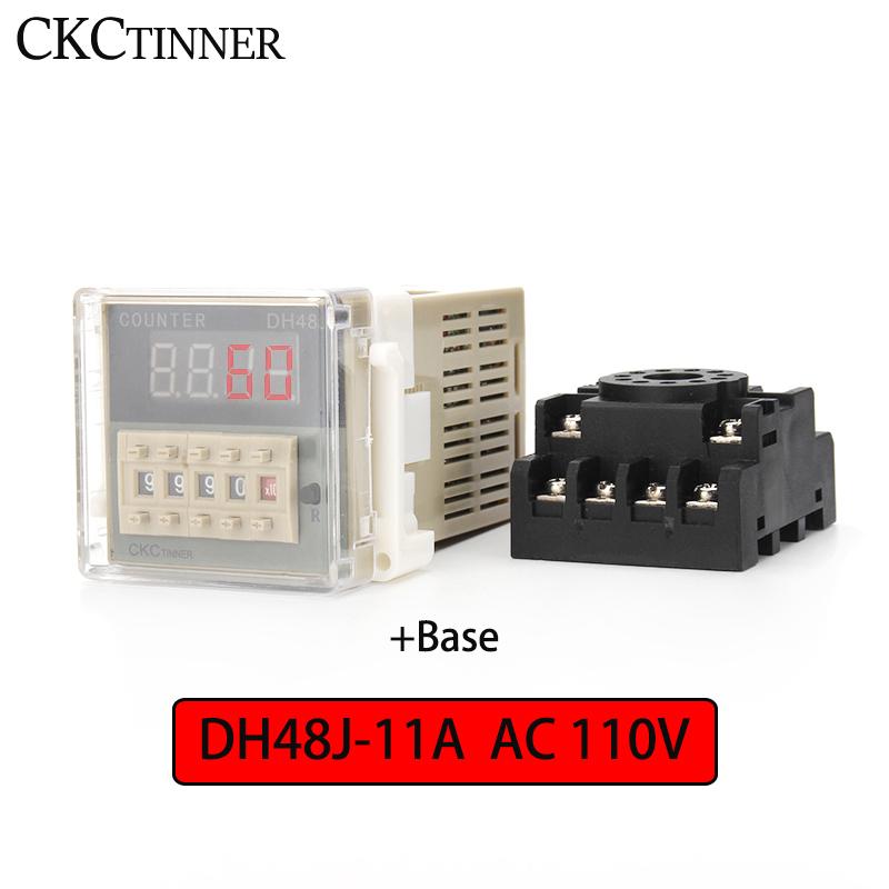 DH48J-11A 11 Pin Contact/sensor Signal Input Digital Counter Relay DH48J-11A 12V To 380V Power Failure Memory Function with Base 1