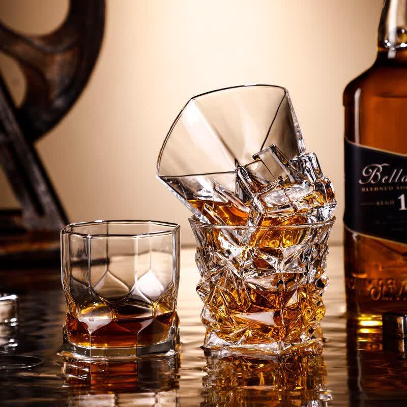 ZISIZ Handmade Crystal Whiskey Tumbler Glass Set
