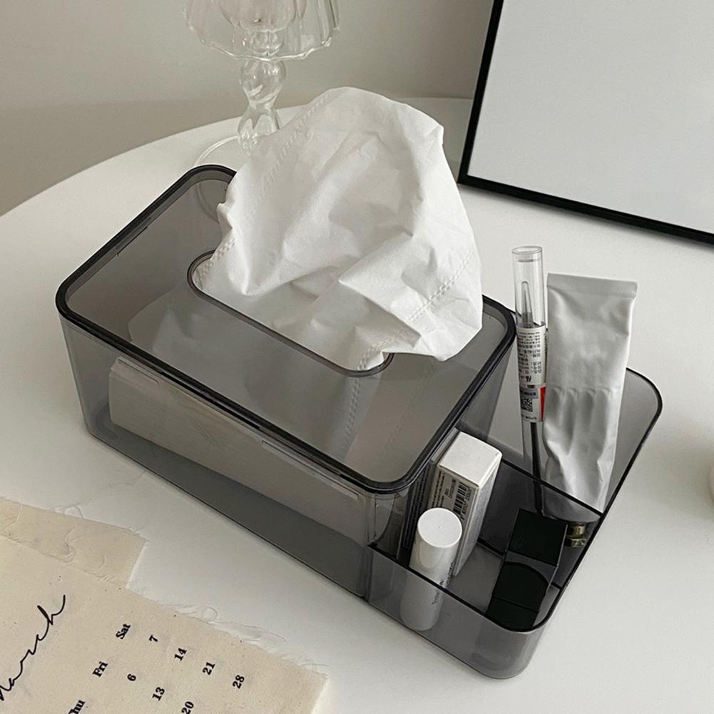 Tissue Holder Transparent Visible 2 Compartment Tissue Case Plastic Desktop Napkin Dispenser Box Living Room Supplies