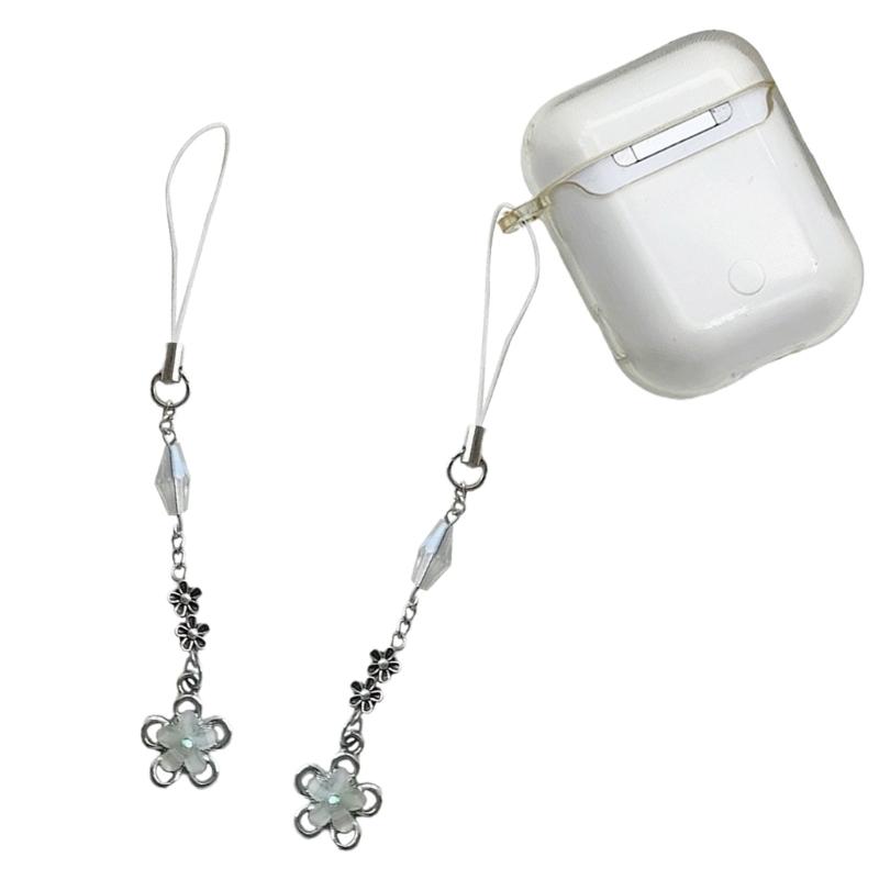 Handmade Beaded Phone Chain Four Leaf Clovers Cellphone Charm Colorful Keyring Pendant Cellphone Charm Accessory