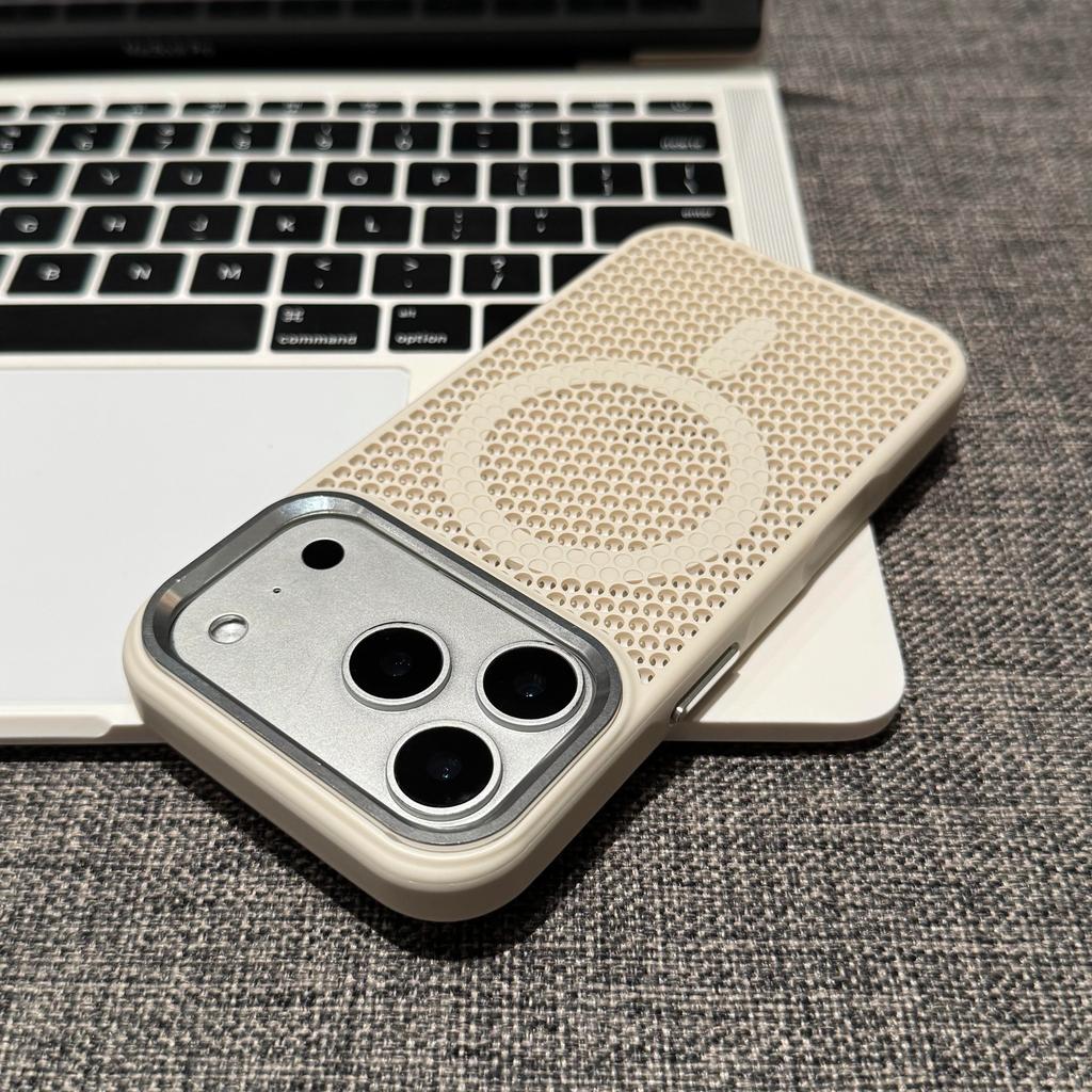 Breathable Hollow Mesh Magnetic Phone Case For iPhone 11 12 13 14 15 16 17 Air Pro Max Plus For Magsafe Wireless Charging Cover