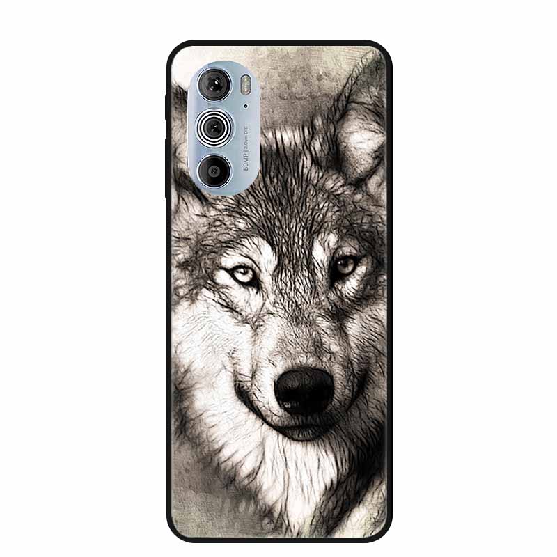 For Motorola Moto Edge Plus 2022 Case Soft Silicone TPU Back Cover Case For Motorola Edge+ 5G UW 2022 Funda Wolf Cartoon Coque
